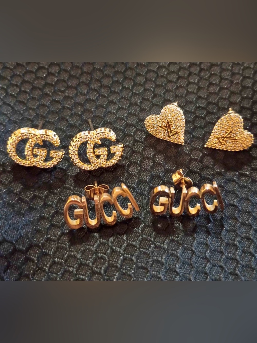GUCCI Logo and LOUIS VUITTON Earrings Like New BUNDLE